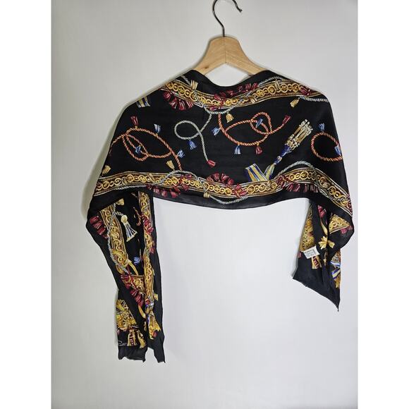 VTG Woman’s Oscar De La Renta 100% Bangels Silk Scarf Rectangle 10” X 50” G - Picture 2 of 6
